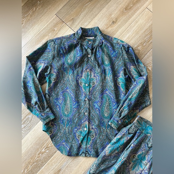 Vintage Ports Wool Blouse + Skirt Paisley Co-ord Set - Picture 8 of 9